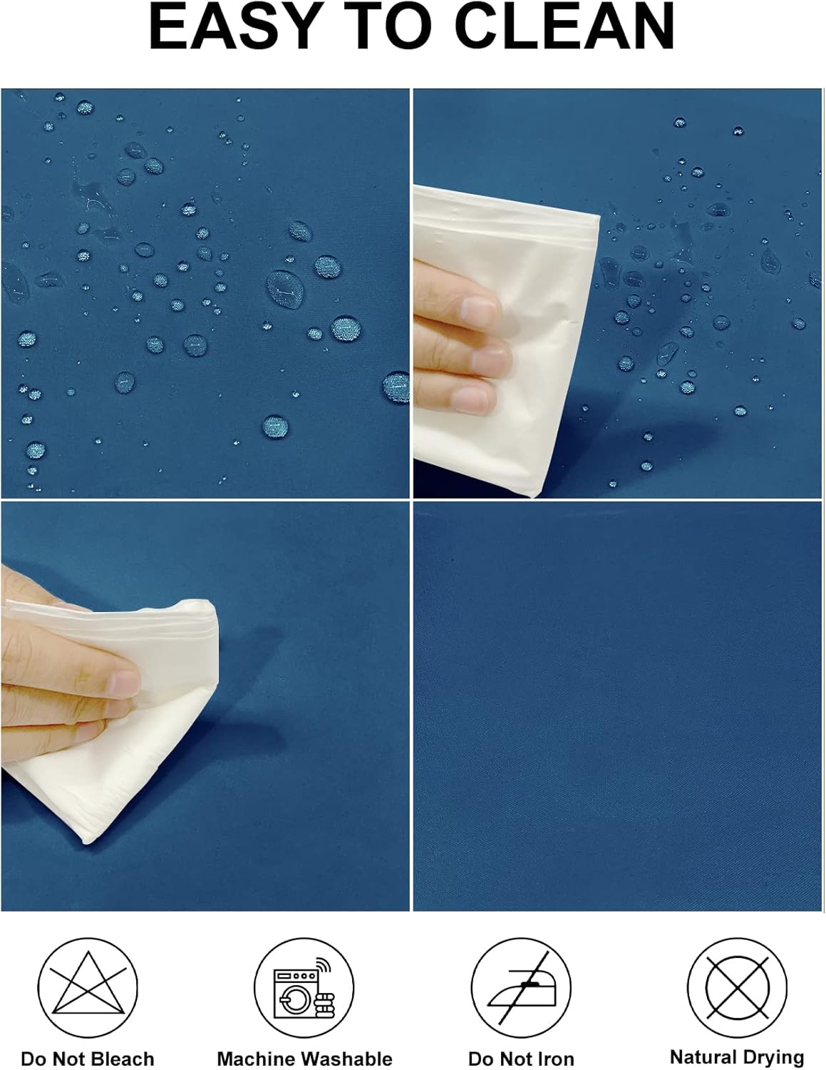 Fokitut 2 Pack Waterproof Rectangle Tablecloth, 90x156 Inch,Stain Resistant and Wrinkle Polyester Table Cloth, Fabric Table Cover for Kitchen Dining, Wedding, Party, Holiday Dinner-Mediterranean Blue