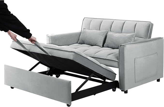 3-in-1 Convertible Sleeper Sofa Bed, 55 inch Small Couch - Image 6
