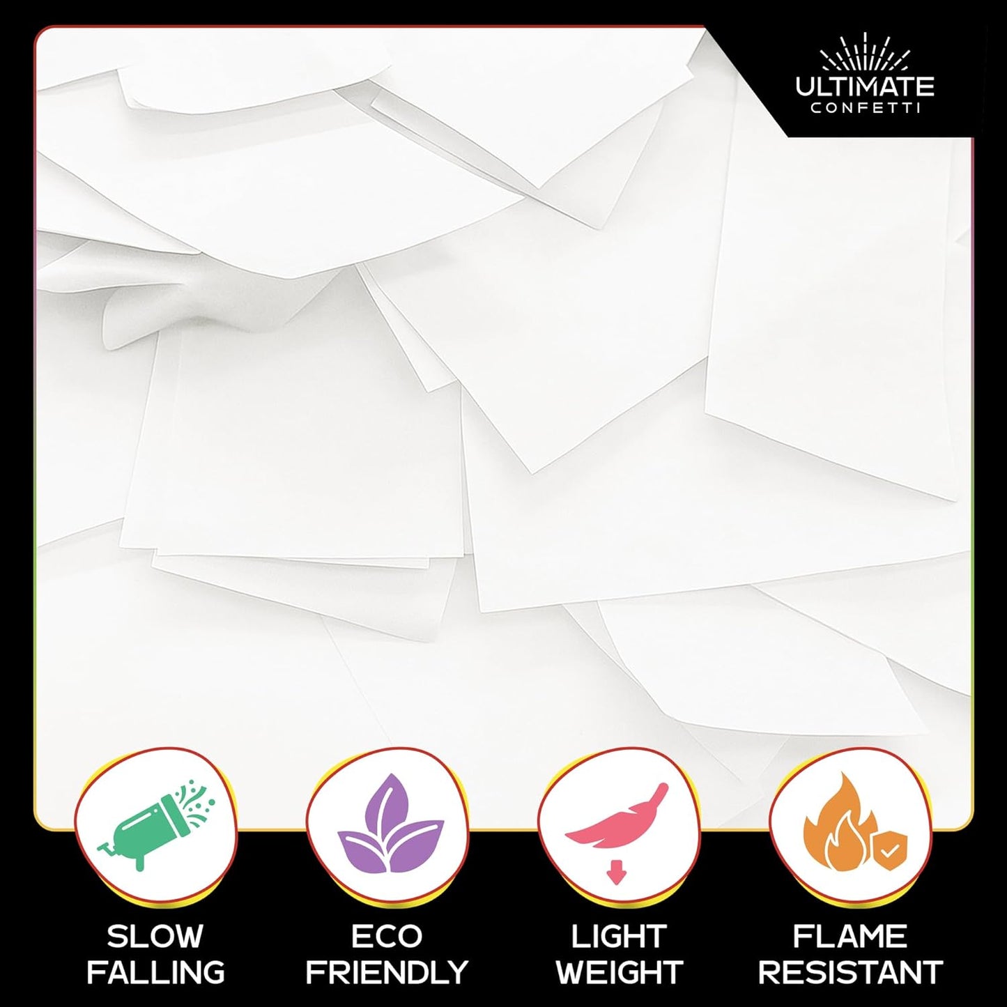 Ultimate Confetti, White Biodegradable Confetti - Rectangular Fluttering Tissue Paper Confetii for Cannon and Launcher use – Best for Mother’s Day, Wedding, Parties and Live Events - 1 lb, 16 oz