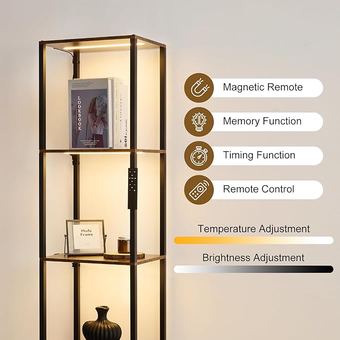Corner Shelf with Lights, 5-Tier Display Shelf Curio Cabinet, 3 Color Dimmable - Image 3