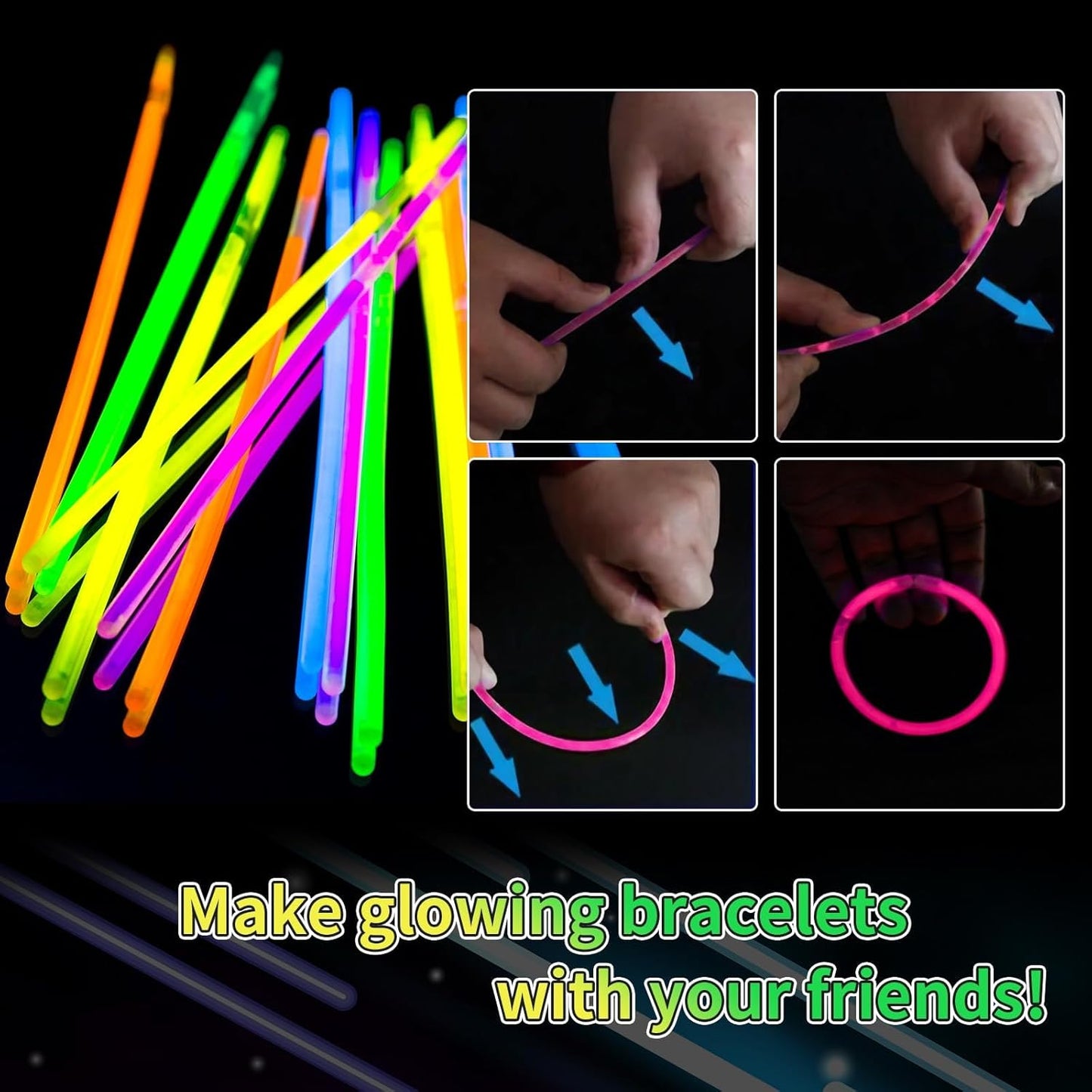 60 Pack 8” Red Glow Sticks Bulk with 60 Connectors Neon Glow In The Dark Party favors Supplies for Holiday Birthday Party Decoration (Red)