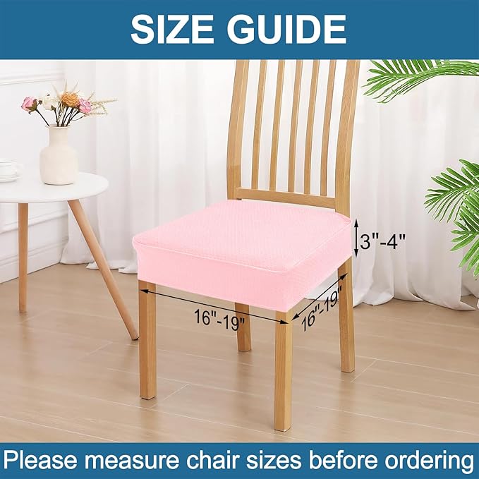 Smiry Waterproof Seat Covers for Dining Room Chairs Set of 6, Stretch Jacquard - Image 2