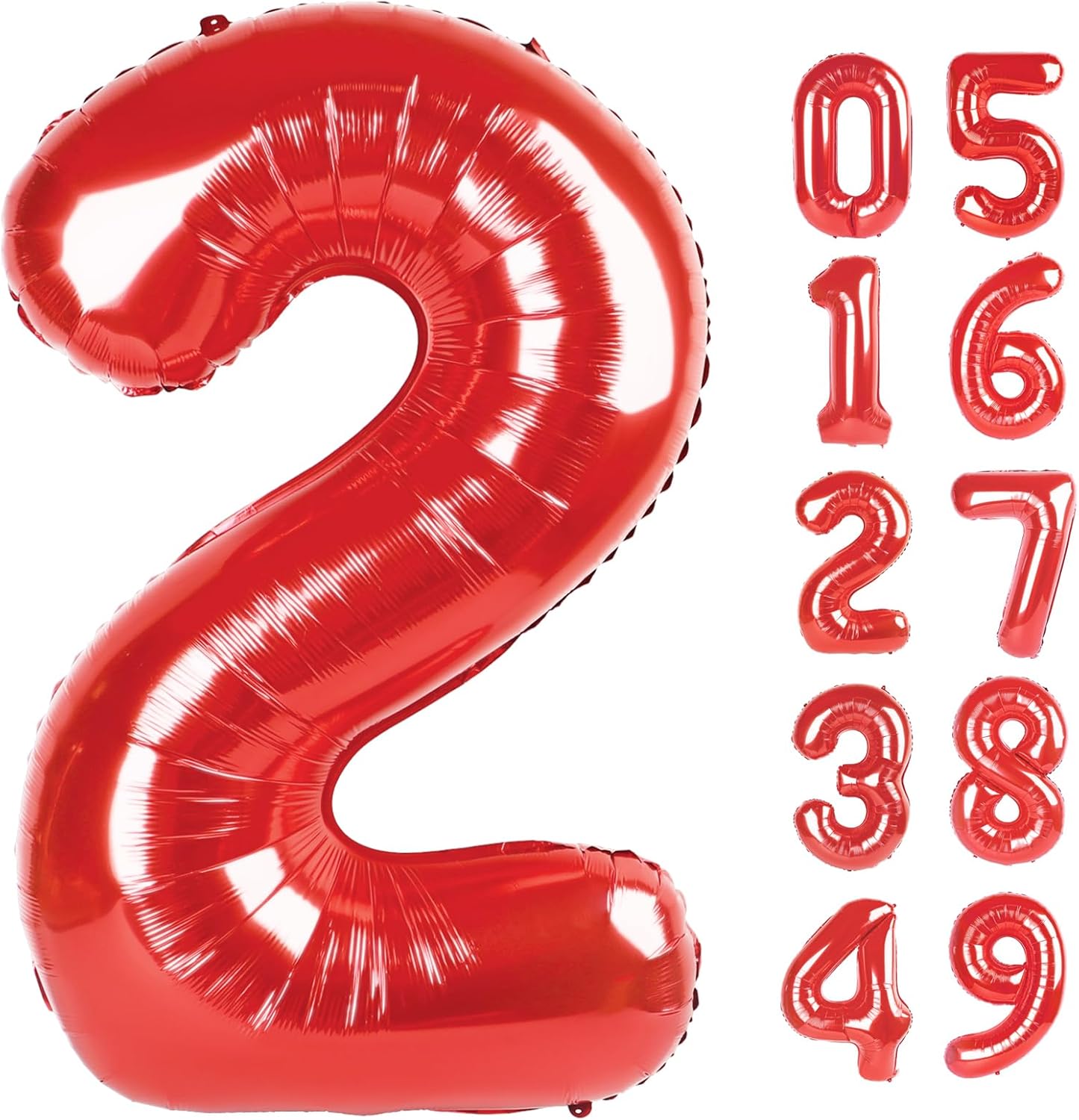 Number Balloon 40 Inch Red 2 Balloon, Number 2 Balloon Two Second 2nd Birthday Party Supplies, 12 21 22 23 25 28 Birthday New Years 2025 Eve Graduations Decorations