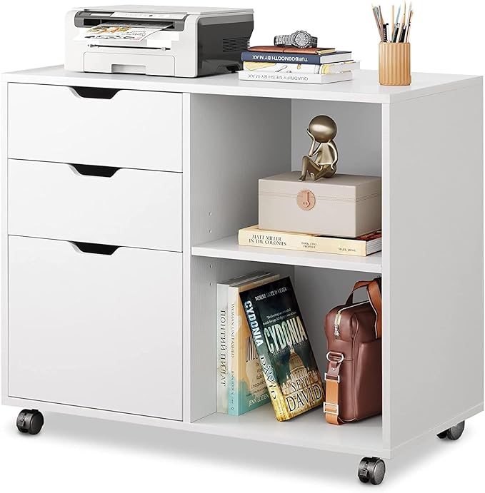 DEVAISE 3-Drawer Wood File Cabinet, Mobile Lateral Filing Cabinet, Printer Stand by DEVAISE