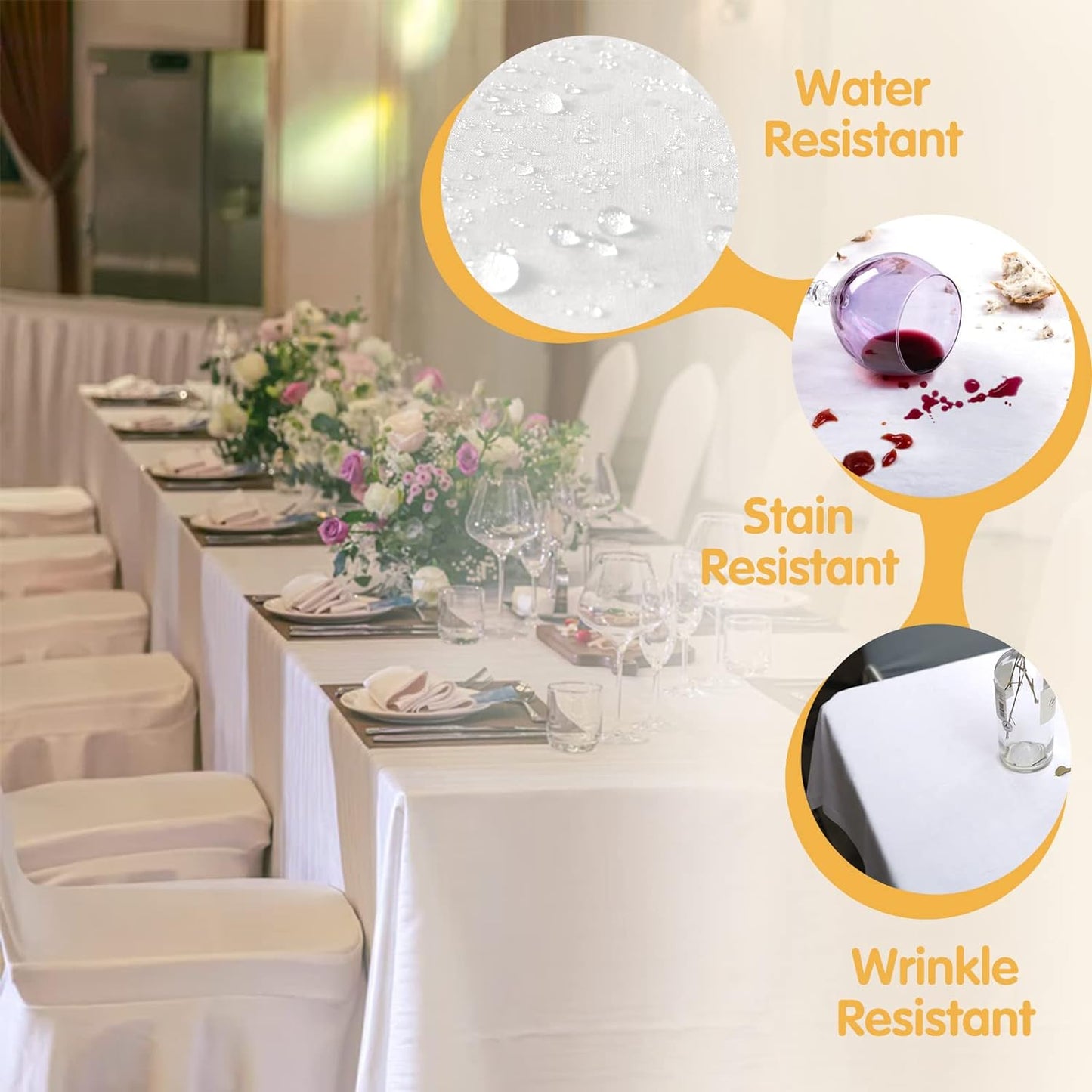 BRILLMAX 8 Pack White Tablecloths 70 x 120 Inch for 6ft or 8ft Rectangle Tables - Rectangular Bulk Linen Polyester Fabric Washable Cloth Cover for Wedding Reception Banquet Birthday Party