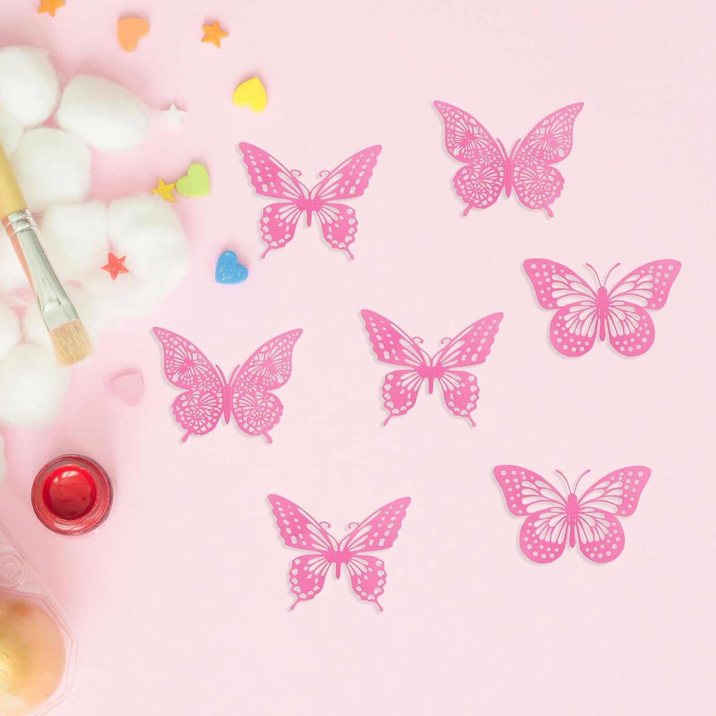 Gyufise Rose Butterfly Cupcake Toppers Hollow Art 3D Butterfly Cupcake Decorations Baby Shower Wedding Anniversary Kids Birthday Party Cake Wall Decorations Supplies 36Pcs