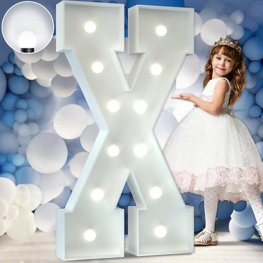 Marquee Letters 4 Feet Tall Large Light Up Letters Baby Shower Decorations Wedding Engagement Proposal White Party Decorations Marry Me Sign XOXO Big Cardboard Backdrop X