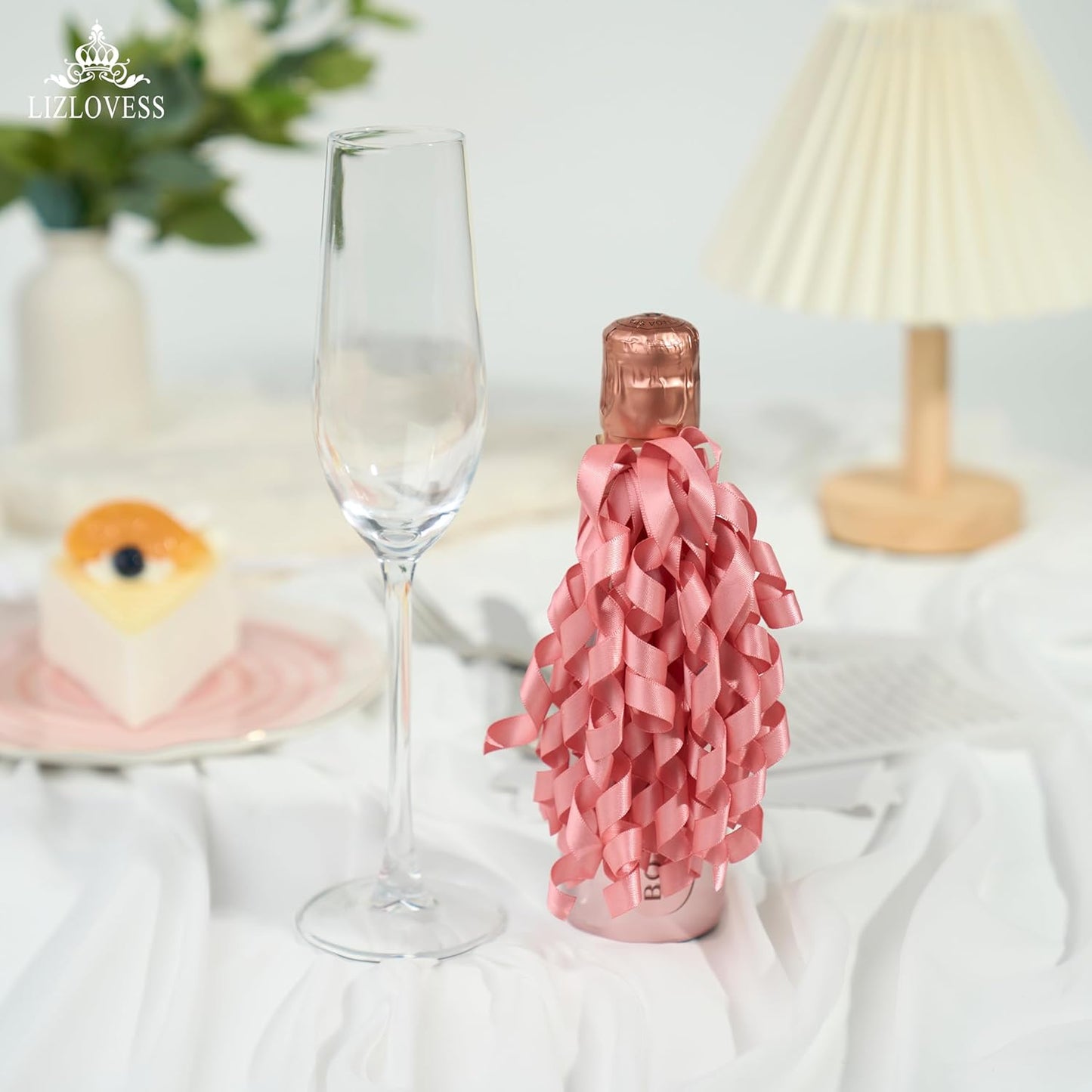 6 Inch Rose Gold Curly Bows for Gift Wrapping Set of 6, Self Adhesive Bows Blush Pink Gift Bows for Presents, Satin Ribbon Bows for Birthday, Wedding, Christmas, Bridal Shower