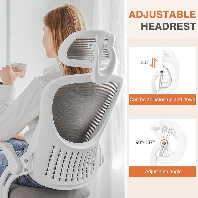 Sweetcrispy Home Office Desk Chair, Ergonomic High-Back Mesh Rolling Work - Image 6