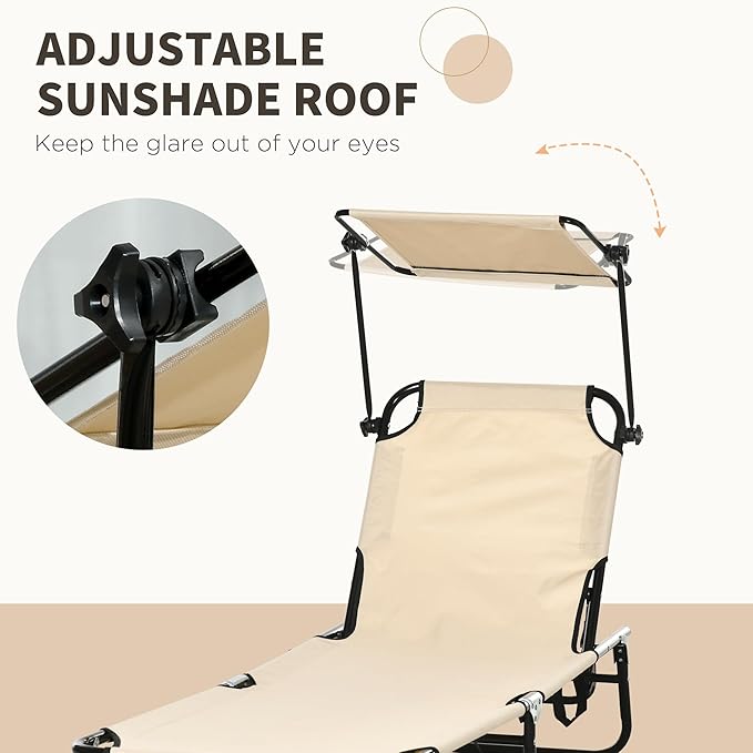 Outsunny Folding Chaise Lounge Pool Lounge Chairs Set of 2, Outdoor Sun Tanning - Image 5