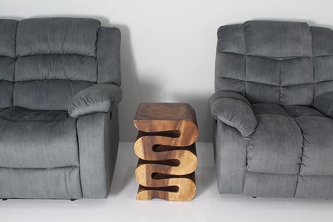 Haussmann Wood Wave Verve Accent Snake End Table 14x14x20 in H, Walnut Oil - Image 4