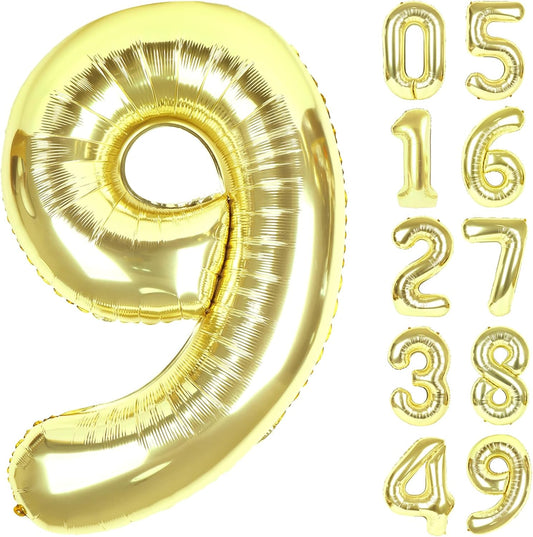 40 Inch Big Champagne Gold 9 Balloon Number, Jumbo Giant Happy 9th 19 29 39 49 99 Birthday Party Decorations,Light Gold Large Nine Mylar Foil Anniversary Birthday Party Engagement Decorations