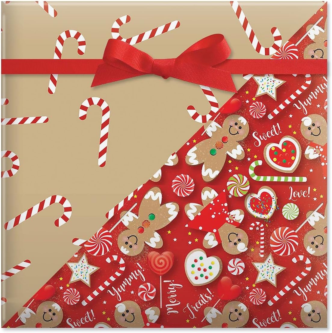 Current Sweet Treats Double-Sided Rolled Christmas Wrapping Paper - Premium Jumbo 23-Inch x 32-Foot Gift Wrap Roll, 61 Square Feet Total