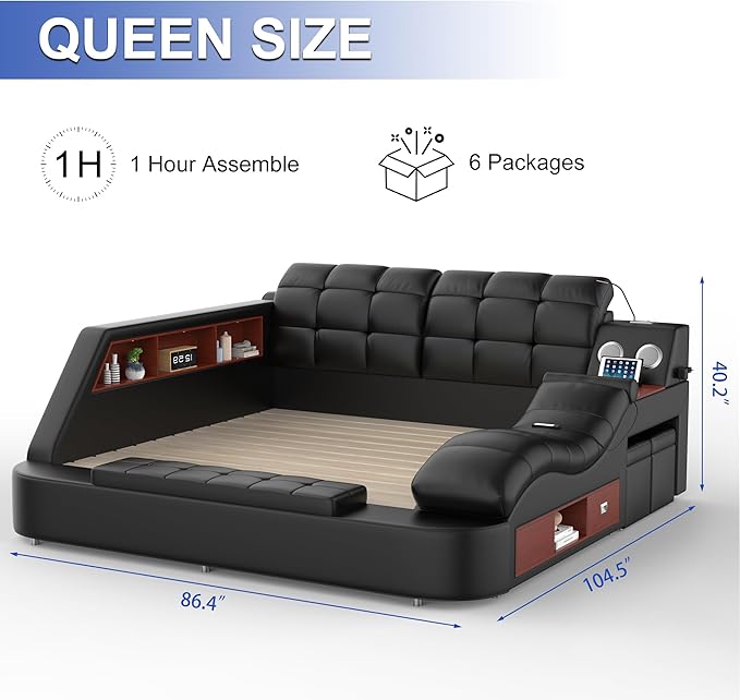 AF ARTISAN FURNITURE Queen Size Smart Multifuncional Bed Frame - Image 2