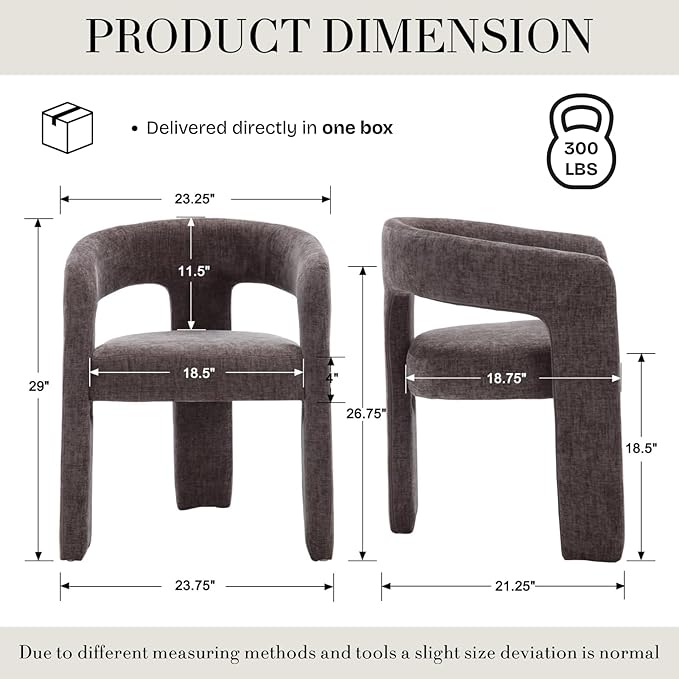 Modern Chenille Barrel Dining Chair Upholstered Fabric Dining Room Chair - Image 2