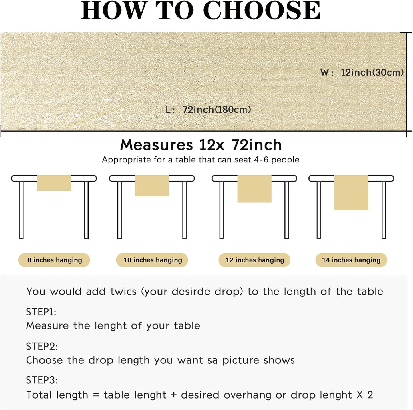 6 Packs 12 x 72 inches Sequin Table Runner, Champagne Glitter Table Runner for Birthday Party Supplies Wedding Engagement Baby Shower Holiday Celebration Event Decorations