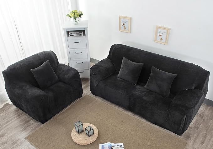 vctops 1-Piece Velvet Plush Stretch Sofa Slipcover - Image 3