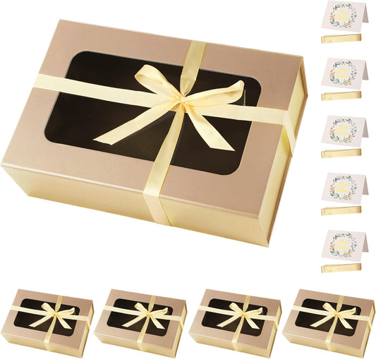 Rose Gold Large Gift Boxes with Window, 13.5"x9"x4.3" Bridesmaid Boxe for Gift Giving,Birthday Gift Box with Magnetic,Closure Lid Gift Boxes for Presents,Cute Boxe,Luxury for Gift Packaging,Gift Box for Wrapping Gifts