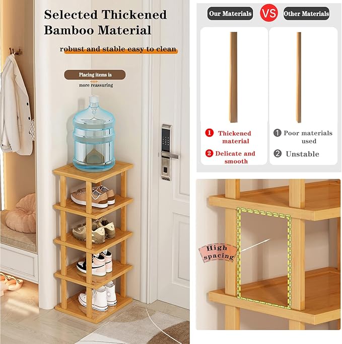 Bamboo Shoe Rack 12 Tier- Vertical Shoe Rack - Image 7