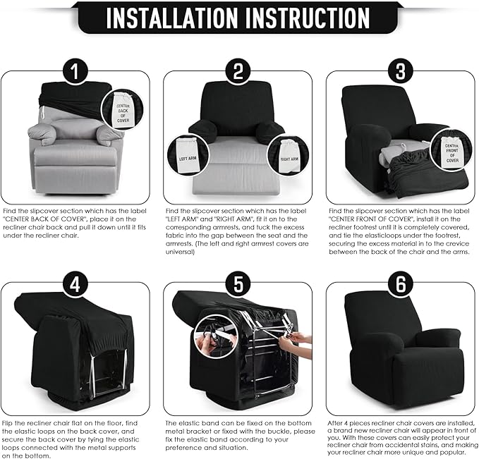 TAOCOCO Oversized Recliner Chair Covers, 1 Seater Streach Recliner Covers Soft - Image 6