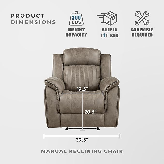 Lexicon Recliner Chair, Home Theater Seating, Manual Polished Microfiber - Image 4