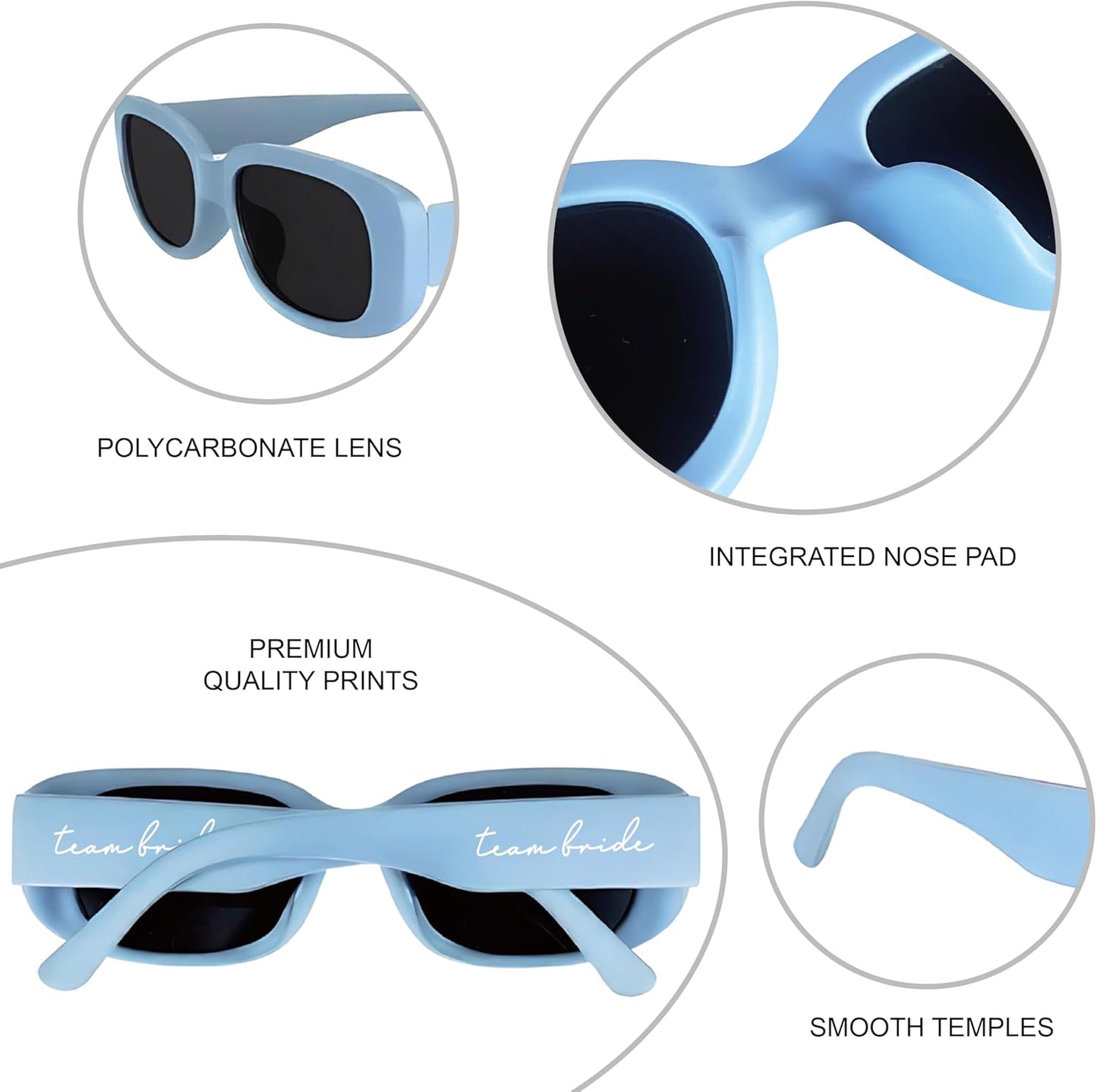 Bride Squad Bachelorette Party Favors 10 Pcs Team Bride Sunglasses Retro Rectangle Bridesmaid Gifts Sunglasses