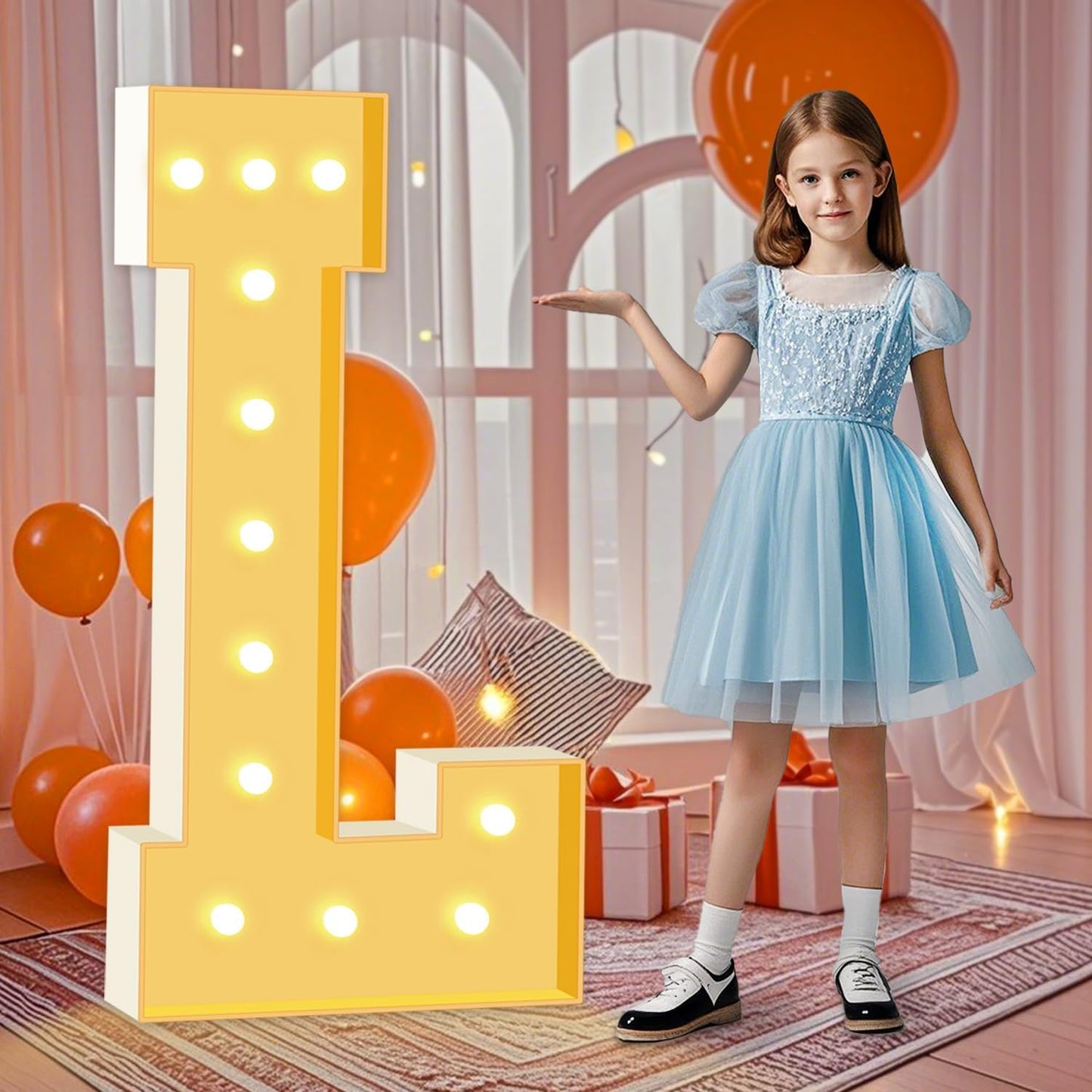 Marquee Light Up Letters L, 4FT Marquee Letters for Birthday Baby Shower Wedding Decorations, Light Up Letter for Engagement Party LOVE Decor, Large Marquee Letter for Party Decorations