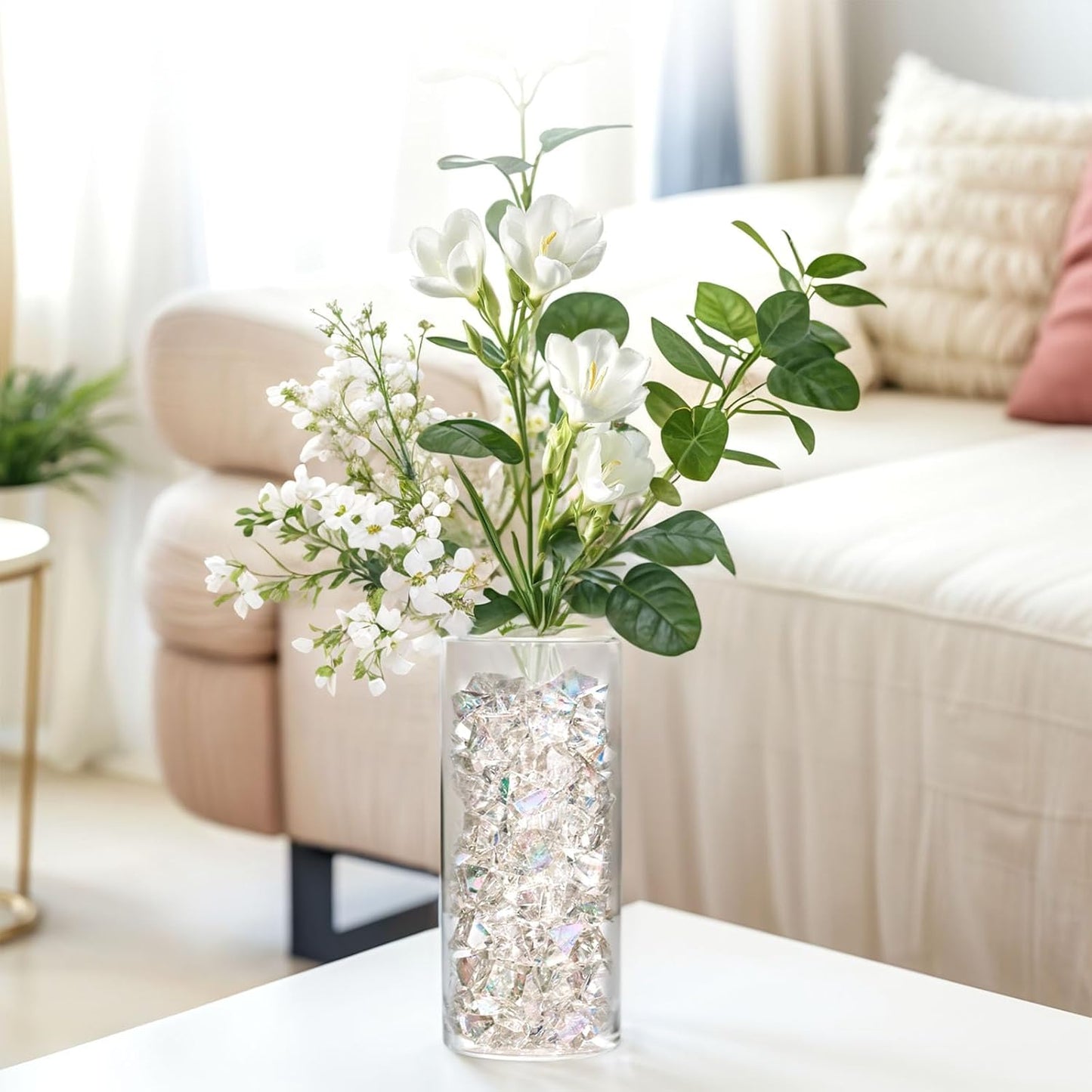 DomeStar Dazzling Fake Ice, 150PCS Sparkling Fake Diamonds, Iridescent Clear Gem Stones Vase Fillers DIY Crafts Wedding Table Scatter Decoration