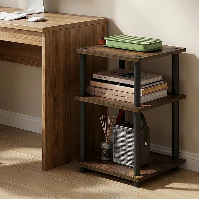 Furinno Turn-N-Tube Side Table, 3-Tier Square Modern End Table, Toolless Open - Image 4