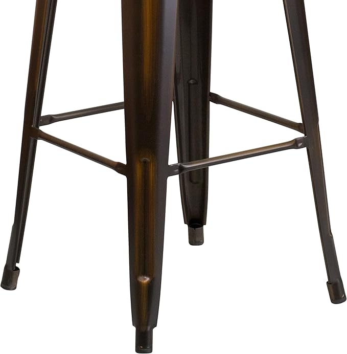 Flash Furniture Kai Commercial Grade 30" High Backless Distressed Copper Metal - Image 5