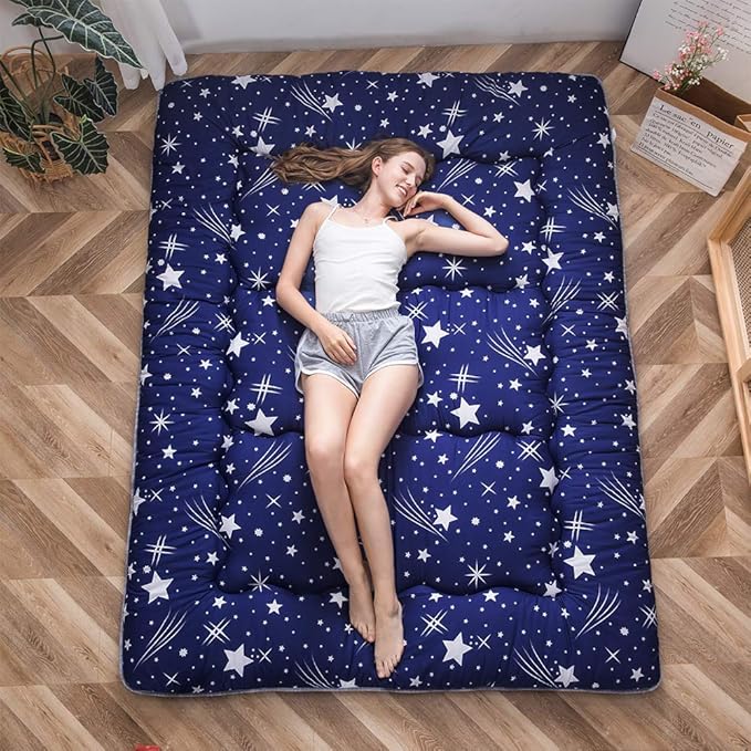 MAXYOYO Navy Starry Sky Japanese Floor Futon Mattress, Tatami Floor Mat by MAXYOYO