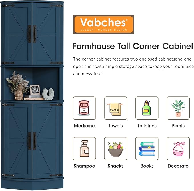 Vabches 64.8" Tall Farmhouse Corner Cabinet - Image 5