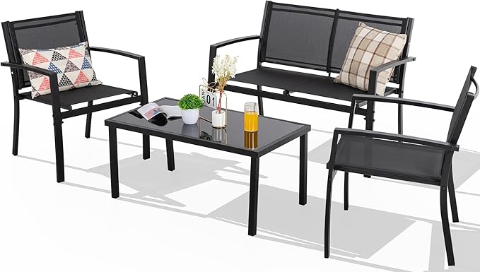 Shintenchi 4 Pieces Patio Furniture Set All Weather Textile Fabric Outdoor - Image 9