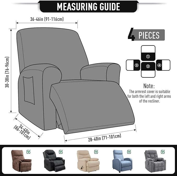 TAOCOCO Oversized Recliner Chair Covers, 1 Seater Streach Recliner Covers Soft - Image 4