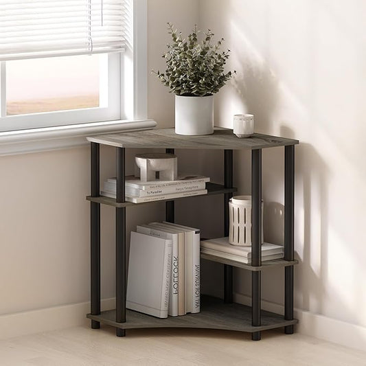 Furinno Turn-N-Tube Storage Shelves, 4-Tier Corner Shelf, Toolless Assembly by Furinno-FitsYourSpaceFitsYourBudget