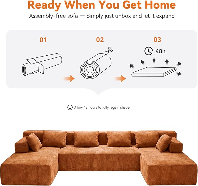 MONVANE 141" U Shaped Cloud Sectional Couch - Image 9