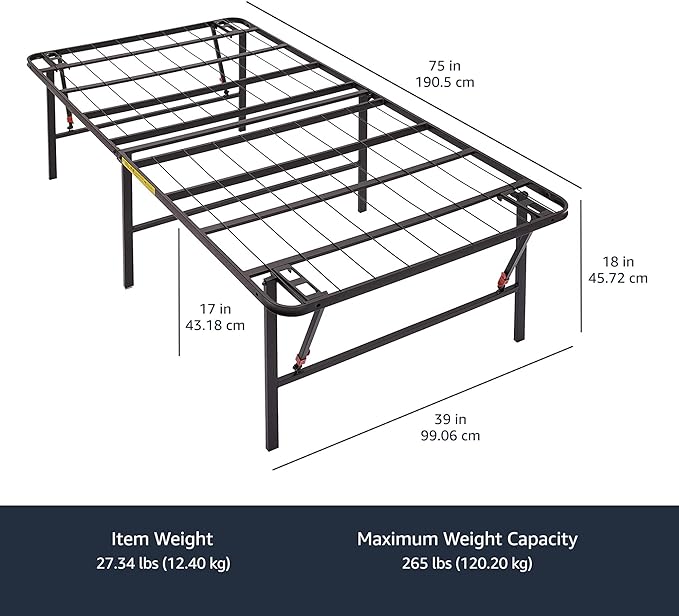 Amazon Basics Foldable Metal Platform Bed Frame, Noise-Free Mattress Foundation - Image 3