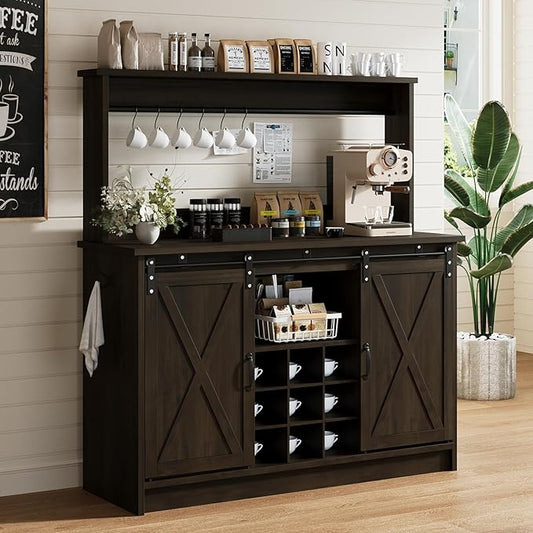 4ever2buy Farmhouse Coffee Bar Cabinet by 4ever2buy