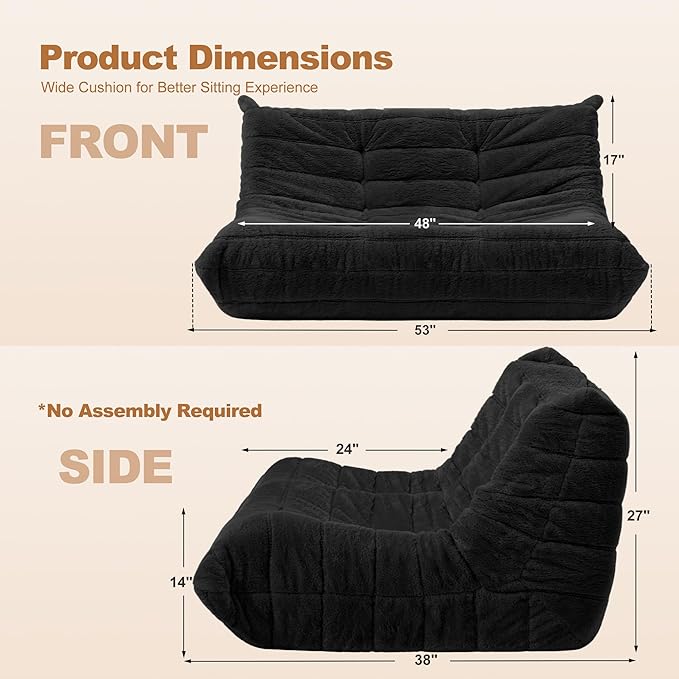 Bean Bag Loveseat Chair Big Sofa Beanbag Chair - Image 2