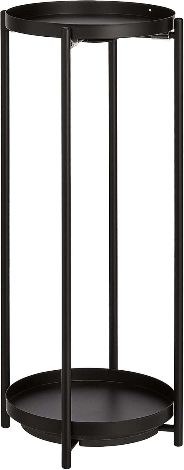 Amazon Basics Two-Tier Metal Metal Round Plant Stand, Black