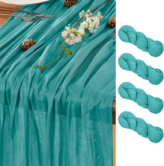 Teal Table Runner Cheesecloth Table Runner 4 Pack 10FT Farmhouse Table Runners 120 Inches Fall Table Decor Dining Room Centerpiece Wedding Boho Baby Shower Birthday
