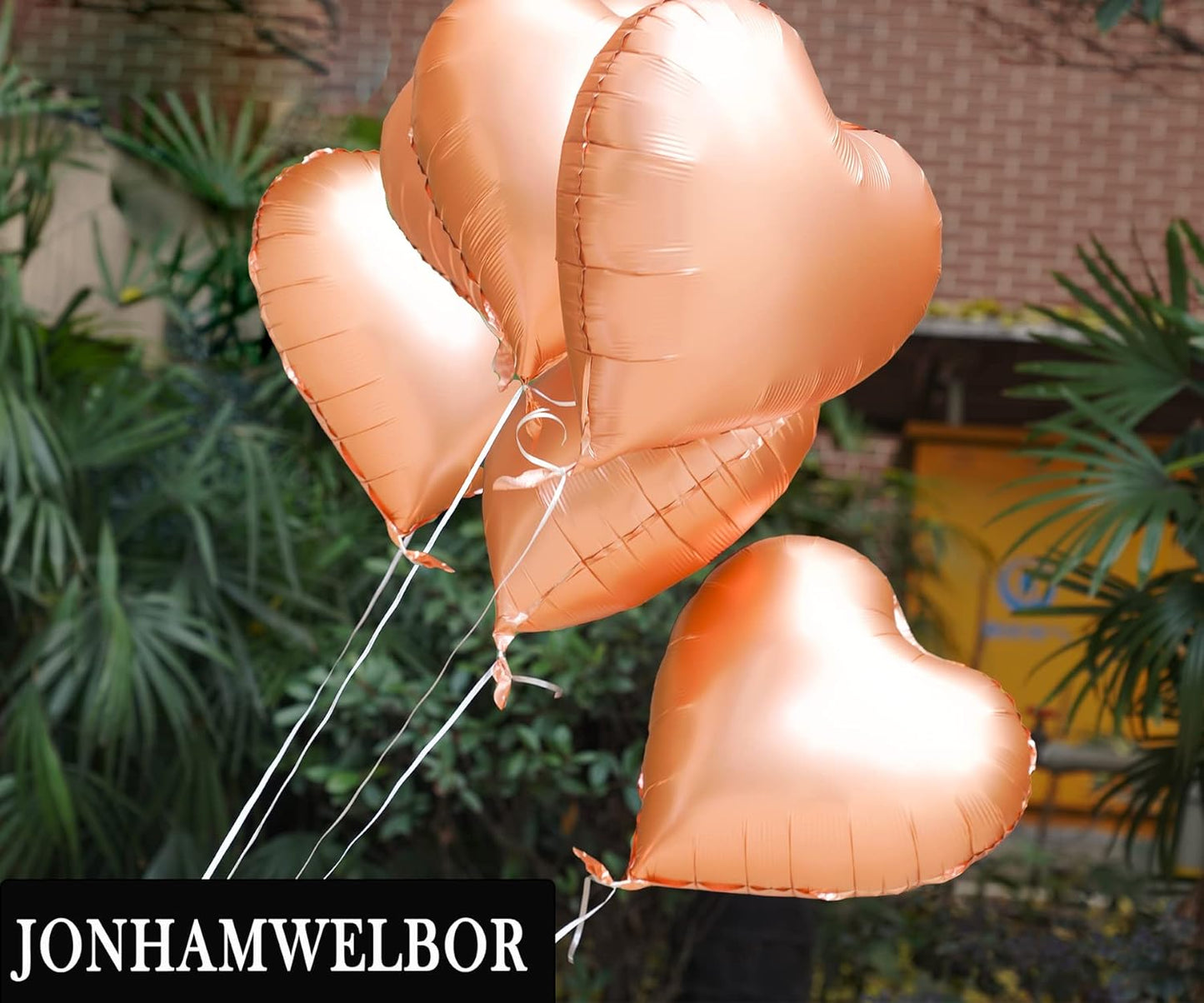 Jonhamwelbor 20Pcs 18 inch Metallic Rose Gold Foil Mylar Heart Shape Balloons Decorations Valentines Birthday Wedding Baby Shower Party (Metallic Rose Gold)