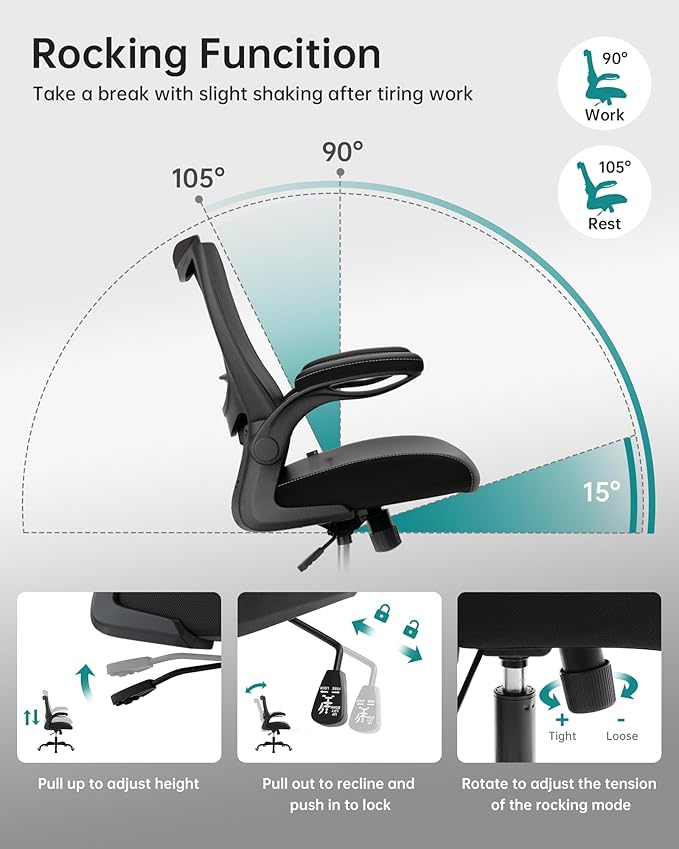 MUXX.STIL Office Chair, PU Leather Ergonomic Desk Chair - Image 5