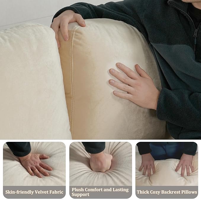 EASE MOOSE 70.6" Velvet Loveseat Sofa, Soft Deep Seat Couches - Image 7