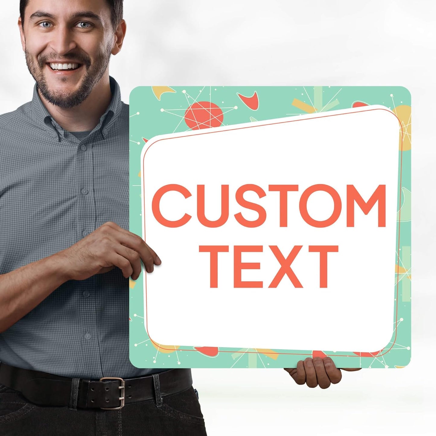 Custom Sign, Custom Street Sign, 11 Font Colors, 13 Font Styles, 4 Hole Options, 22 Sizes, 18x18 Inches, Rust Free DiBound, Fade Resistant, Made in USA by My Sign Center (Mid-Century Modern 2)