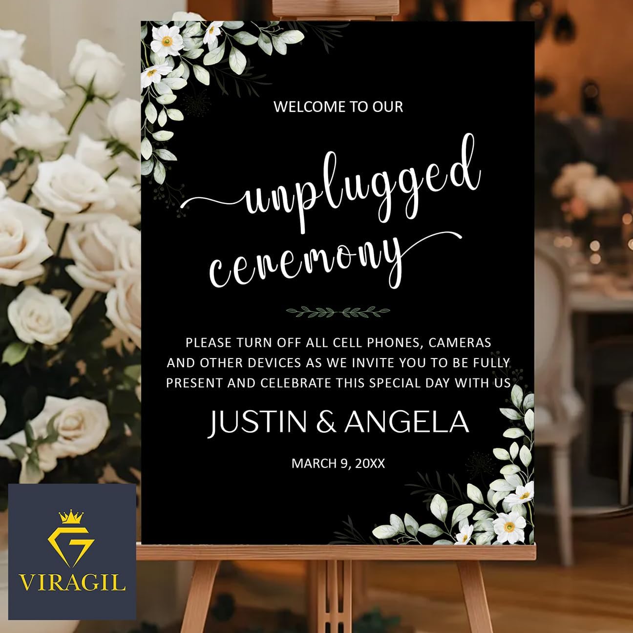 Unplugged Ceremony Yard Sign – Personalized Wedding Welcome Sign – No Phones or Cameras – Outdoor Ready