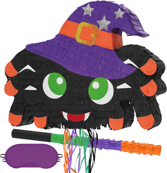 WERNNSAI Halloween Pinata - Halloween Party Game Decorations for Kids Birthday Theme Party Supply Baby Hallo-ween Costume Party Decoration with Bat Blindfold