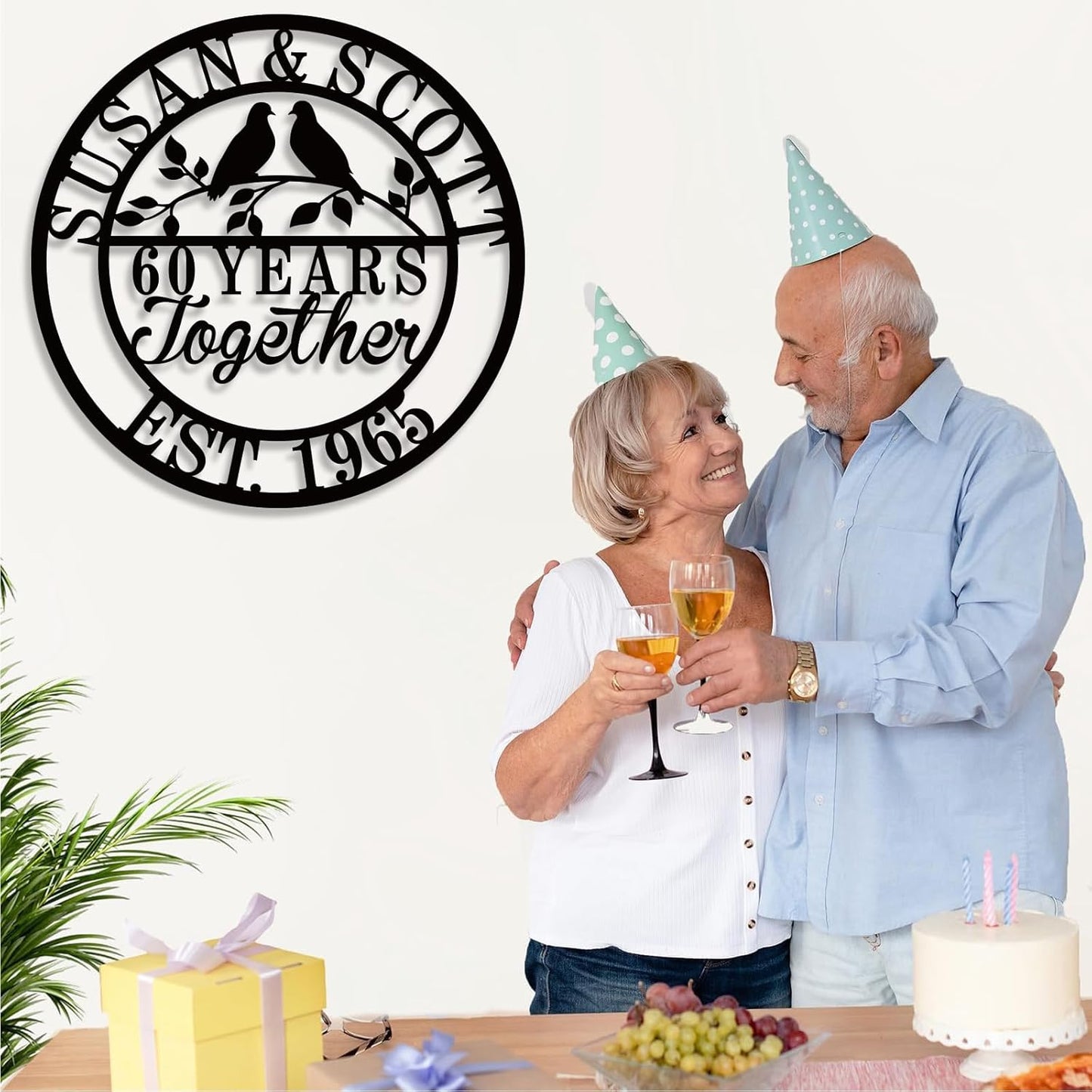 Personalized Wedding Anniversary Sign Gifts, Custom 50th 40th 65th 60th 25th 70th Anniversary Metal Sign, Wedding Gifts for Couples, Custom Name Sign, House Warming Gifts New Home