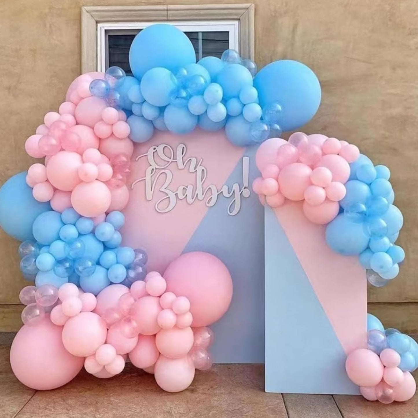 Pink and Blue Balloons Garland Arch Kit, Gender Reveal Balloons Arch Kit, Metallic Blue Pink Balloon for Boy or Girl Gender Reveal Birthday Baby Shower Party Decorations