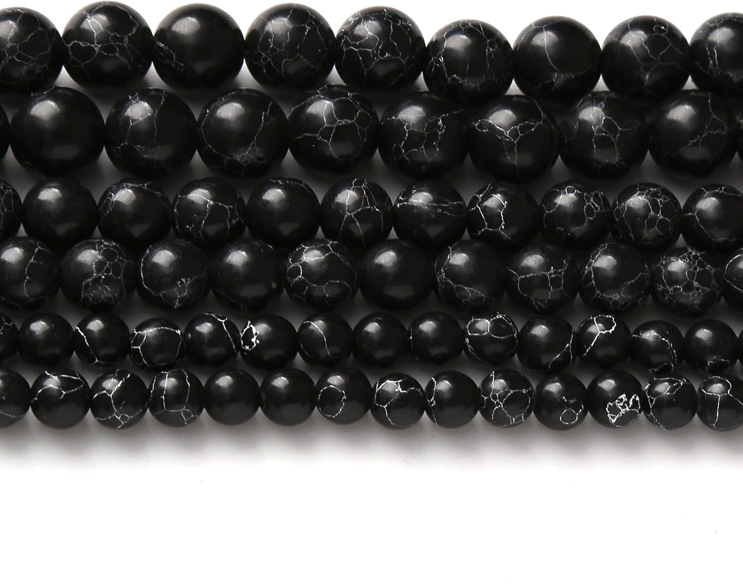 Black Turquoise Stone Beads Gemstone Round Crystal Energy Jade Beads Stone Beads for Jewelry Making DIY Bracelet Necklace Jewelry Making 1 Strand 15.5inch 31PCS 12MM